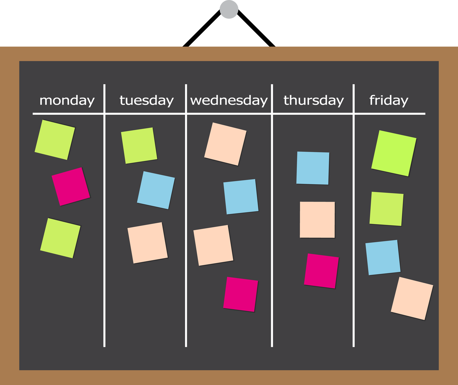 Scrum Task Board Full of Tasks on Sticky Note Cards