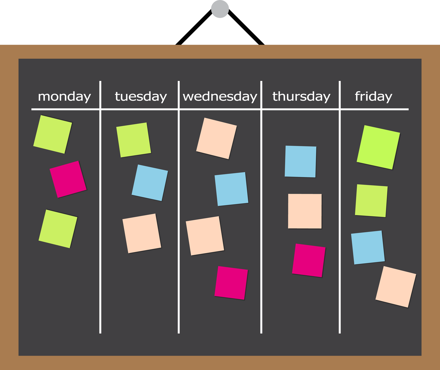 Scrum Task Board Full of Tasks on Sticky Note Cards